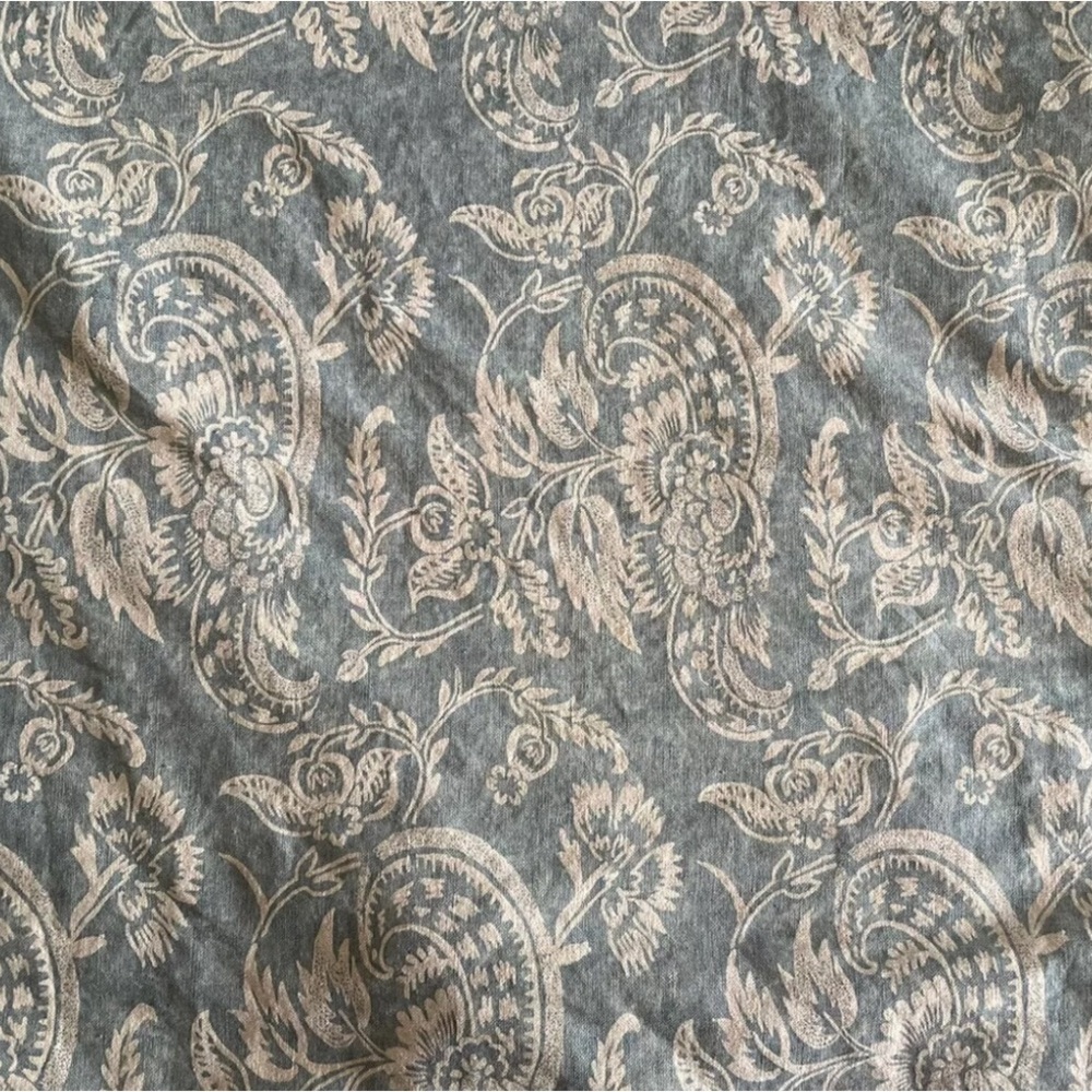 Pottery Barn Alessandra Floral Paisley Print Linen/Cotton Duvet Cover King